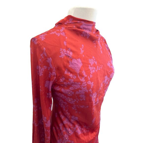 Free People Aries Mini Dress Red Pink Open Back NWT XS Sexy Party Cocktail Flaw - Picture 9 of 14